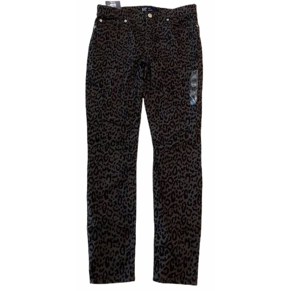 Gap Denim - NWT GAP Leggings Sz 6/28 Mid Rise Black Gray Animal Print